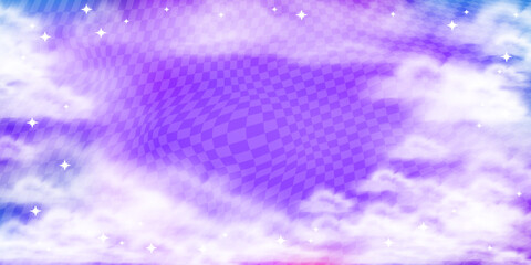 Surreal purple background. With half transparent checkered backdrop. Stock vector illustration in realistic style.