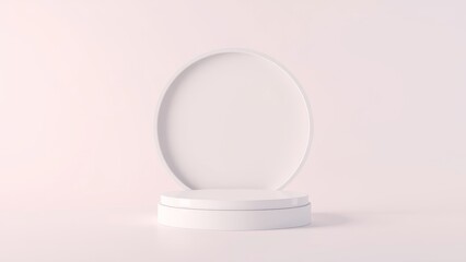 Podium for product presentation on soft light colour background.
