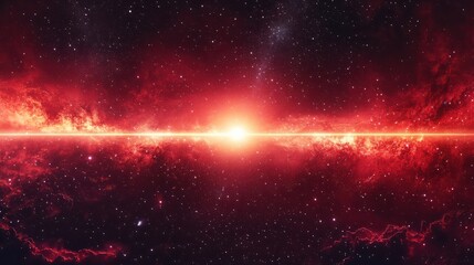 Red Galaxy Night Sky With Stars And Milky Way