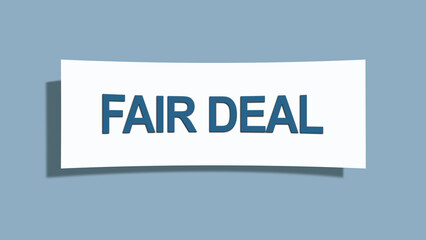 Fair Deal. A card isolated on blue background.
