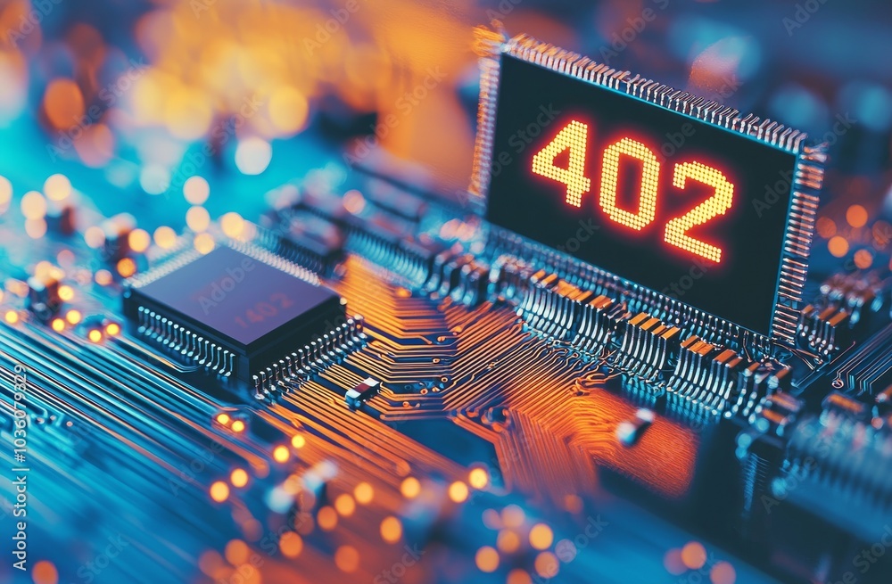 Poster abstract technology microelectronics concept background. computer chips and processors on a circuit 