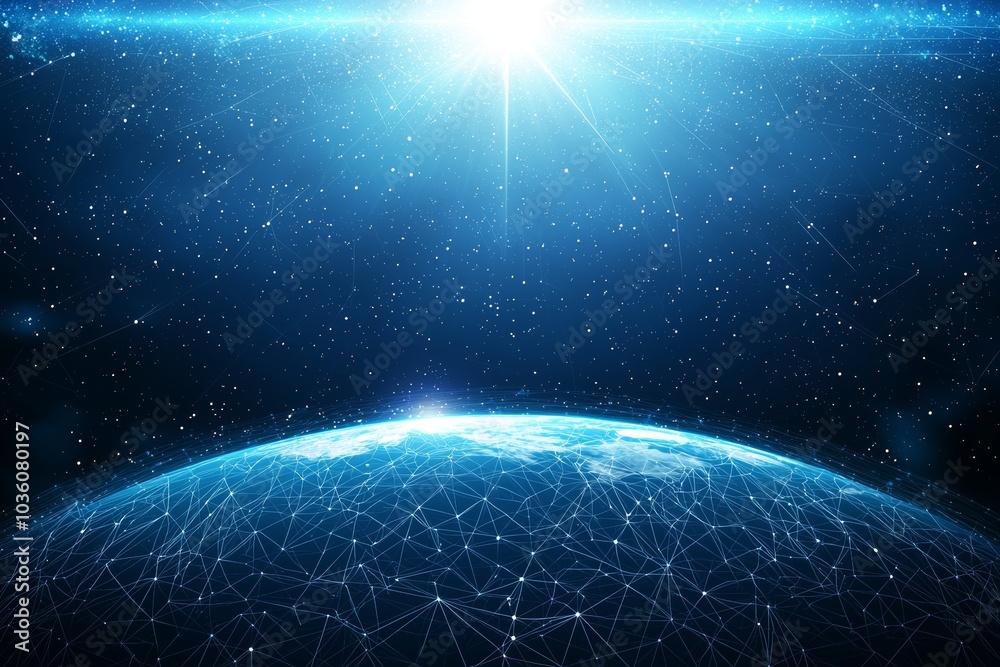 Poster a global network connection concept. big data analytics and business concept. world map point and li