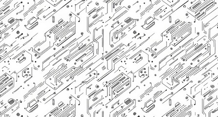 Digital circuit board. Futuristic technology design elements. Modern illustration of a printed circuit board. Abstract futuristic circuit board. Hi-tech digital circuit board.