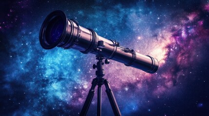 Telescope Under Milky Way . hyp er realistic