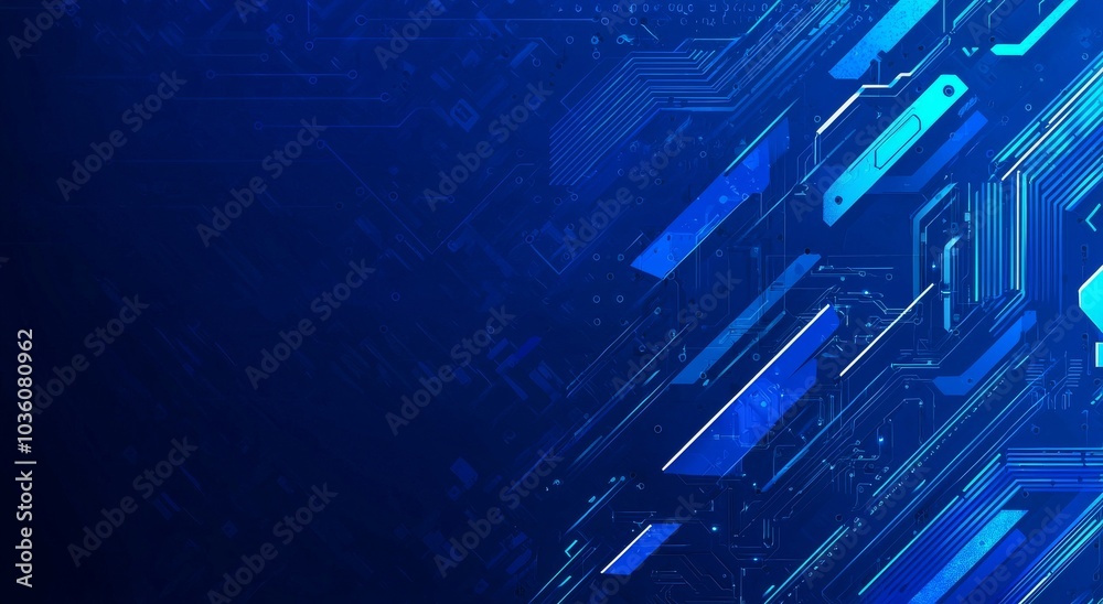 Poster various technology elements on a wide cyber security internet and networking concept. abstract circu