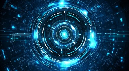 Fototapeta premium The concept of cyber security, internet communication and networking is shown in this illustration. This is a hi-tech modern image with various technology elements, such as abstract circuit boards.