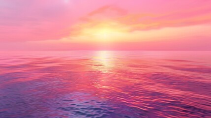 Obraz premium Bold swaths of coral and magenta blend into a hazy and grainy ocean horizon mirroring the vibrancy of a colorful ocean sunset.