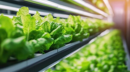Close-up of AI managing an urban vertical farm with fully automated systems, vertical farming, food tech in sustainable agriculture