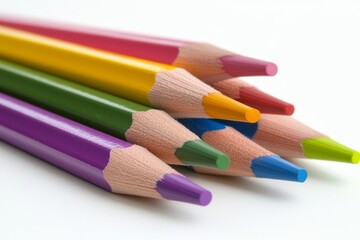Fototapeta premium Education concept illustrated with colored pencils on a white background.