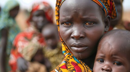 African people, adults and children, are starving.