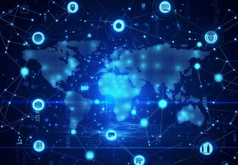 Obraz premium Icon of financial technology on an abstract background.