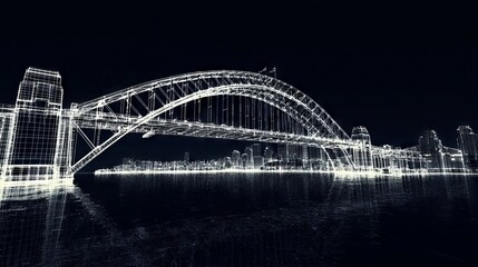 Obraz premium Rendering of 3D illustration of bridge design engineering - Civil Engineer, structural architect