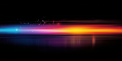 A vibrant and blurred photograph capturing iridescent lights in a spectrum of colors with bokeh effects, creating an abstract and mesmerizing visual experience.