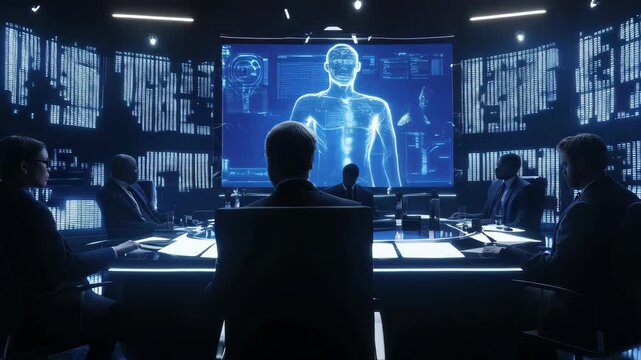 Futuristic Cybersecurity Command Center with AI Interface	
