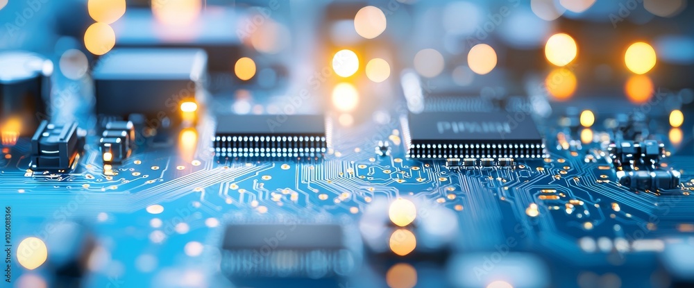 Poster circuit board futuristic server / printed circuit board futuristic server code processing. orange, g