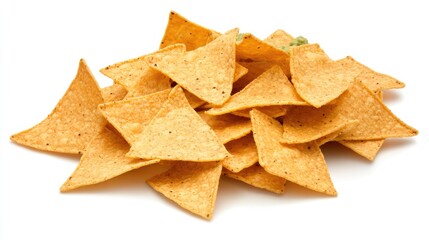 A white bowl holds smooth guacamole paired with crispy tortilla chips, set against a light gray backdrop, inviting for a tasty and colorful snack experience