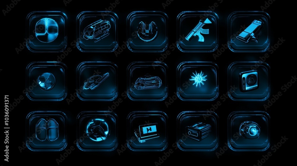 Poster interface elements, high tech frames. holographic hud user interface elements. circle and rectangula
