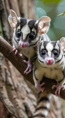Sugar glider Petaurus breviceps on a tree branch AI generated pictures