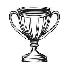 Trophy Cup Vector Isolated On White Background, Award Cup Vector Silhouette