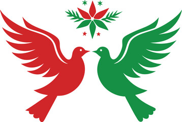 Christmas Doves vector illustration on white background