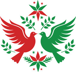 Christmas Doves vector illustration on white background
