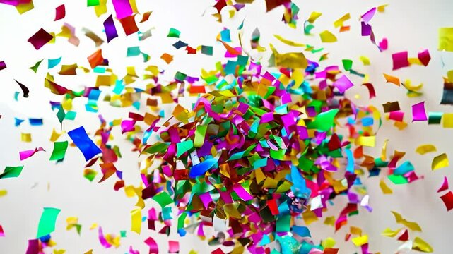 Colorful confetti falling at a birthday party, Video