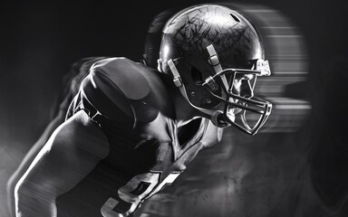 American Football Player in Action 