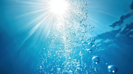 Fototapeta premium Underwater Sunlight and Bubbles