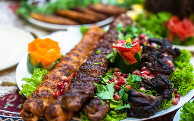 Meat cutlets on the table, restaurant service concept