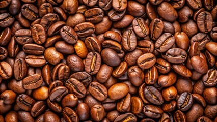 Freshly roasted coffee beans are forming a textured background image