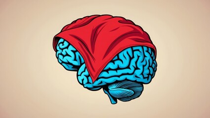 A symbolic portrayal of a brain cloaked in fabric, representing the hidden layers of the mind, shielding thoughts and introspection from the outside world.