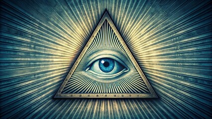 Powerful symbol radiating through a golden background, representing knowledge and spirituality