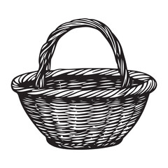 Obraz premium Wicker Basket silhouette vector art isolated on white background
