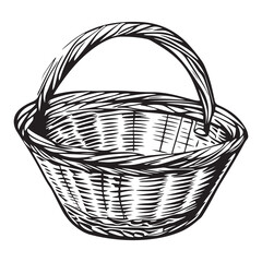 Obraz premium Wicker Basket silhouette vector art isolated on white background