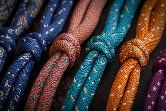 Colorful ties displayed at a workshop teaching knotting techniques in the spring