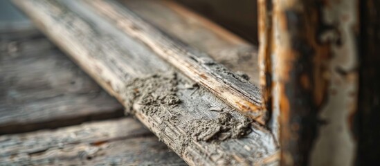 Fototapeta premium Old Wooden Frame Without Canvas Toned Closeup