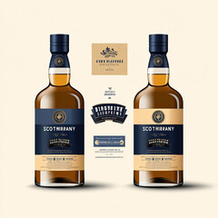 Whisky Bottle Mockup, high-end and customizable with realistic high-resolution rendering, ideal for branding, packaging design, and premium presentations, AI Generative