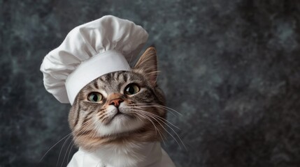 Cat wearing a chef s hat Feline chef Charming image related to culinary themes