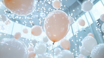 Milestone Celebration: Coworkers Jubilantly Mark Successful Product Launch in Stylish Conference Room with Cinematic Light and Festive Decorations