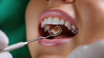Fototapeta premium Dentist examining a patients teeth in a clinic, showcasing the importance of oral health care and professional expertise
