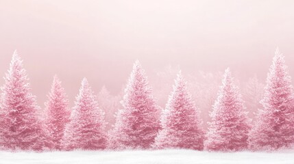 Pink holiday banner background featuring pink Christmas trees