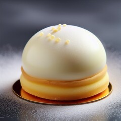 Fototapeta premium mini mousse pastry dessert covered with white chocolate velour