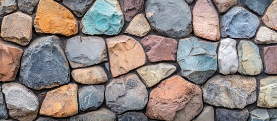 Obraz premium Stone Wall Contains With Variety Shape And Color Rock As Wallpaper Or Background