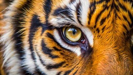 Majestic tiger is staring directly forward with intense golden eyes