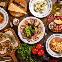 Delicious Platter of Italian Antipasto with Various Ingredients