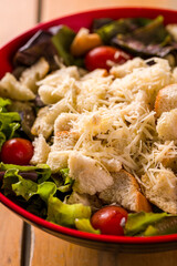 Fresh Caesar Salad with Cherry Tomatoes and Parmesan Cheese
