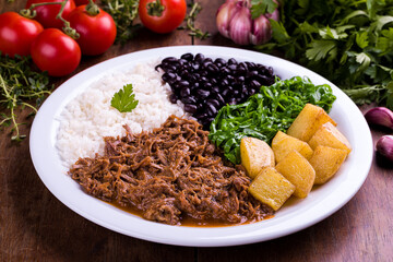 Traditional Brazilian meal with Rice and Collard Greens