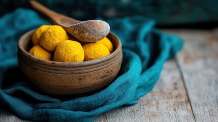 Traditionelles Motichoor Laddoo für Frühlingsfeste in der indischen Küche