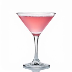 pink alcohol cocktail in martini glass isolated on white