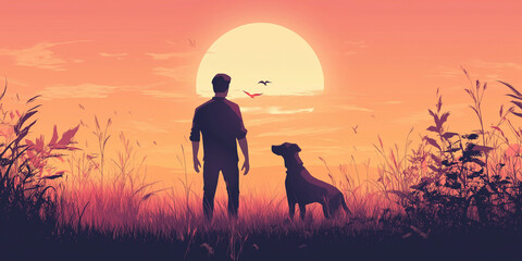 Illustration with a dog on the topic of animal rights protection. International Animal Rights Day